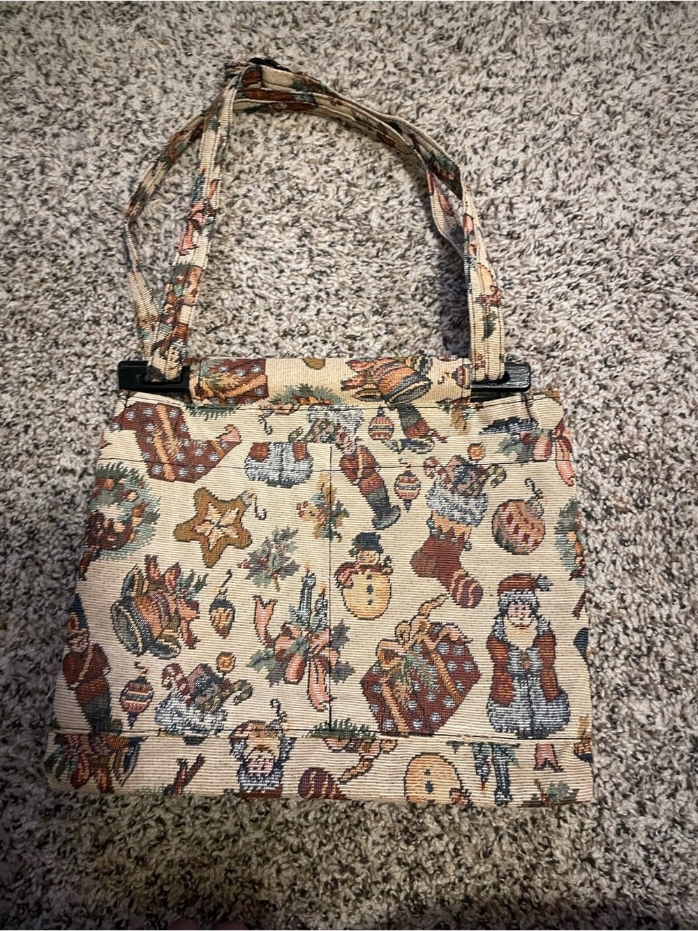 Tapestry Holiday Print Shoulder Bag - Cream Multi
